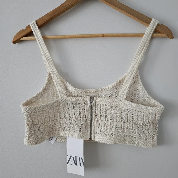 Zara Ivory Knit Crop Top - Picture 3 of 4